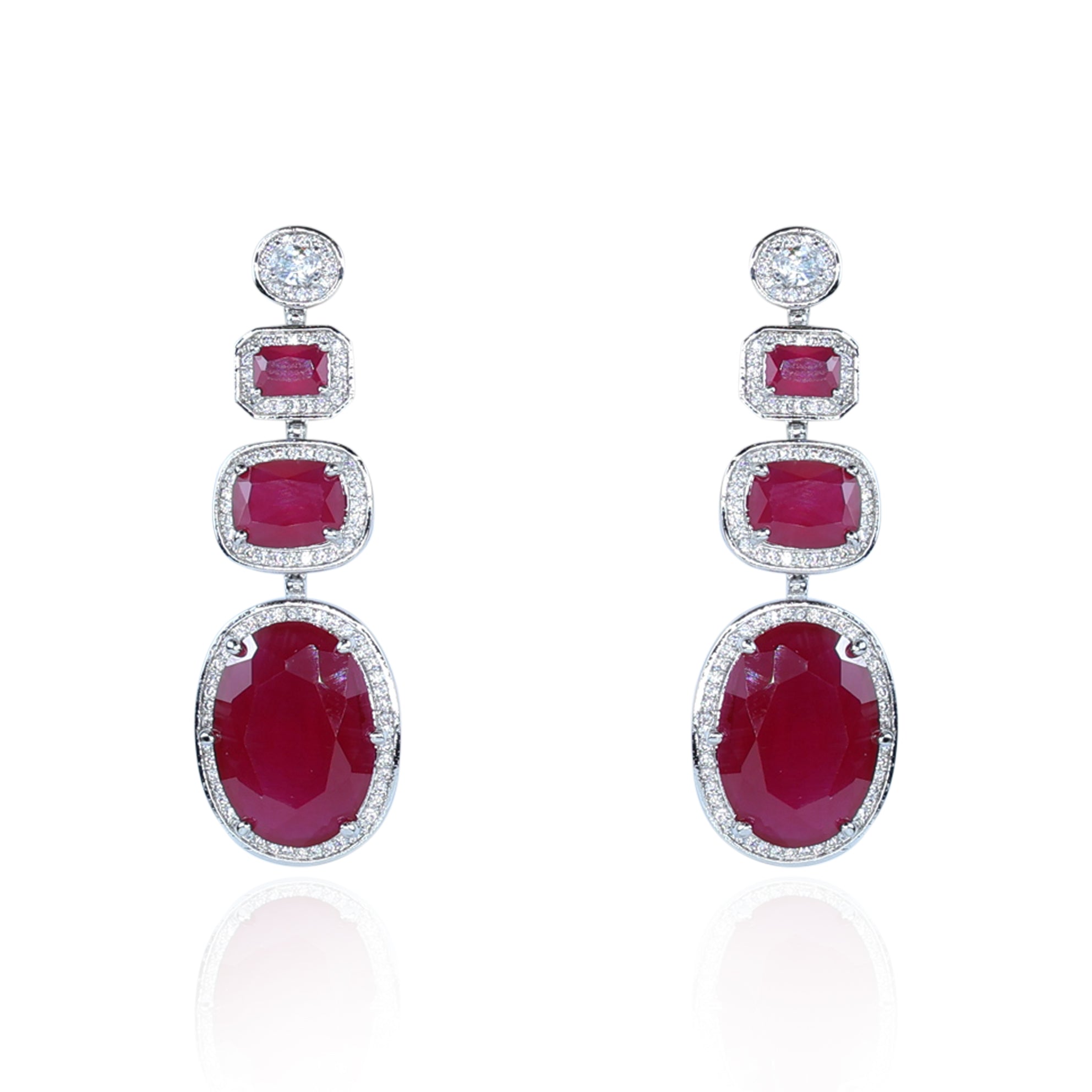 Emerald Cascade Triple Dangle Earrings