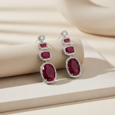 Emerald Cascade Triple Dangle Earrings