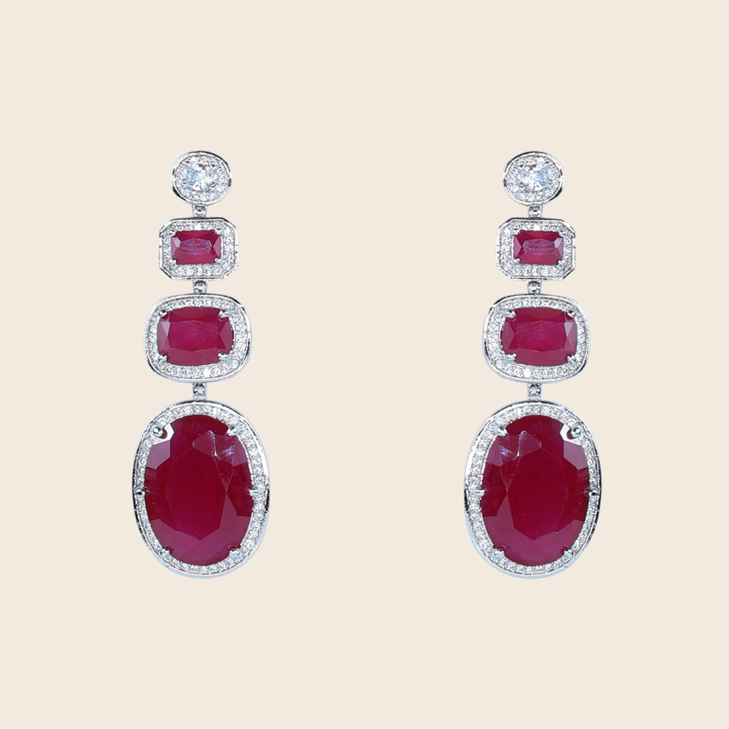 Emerald Cascade Triple Dangle Earrings