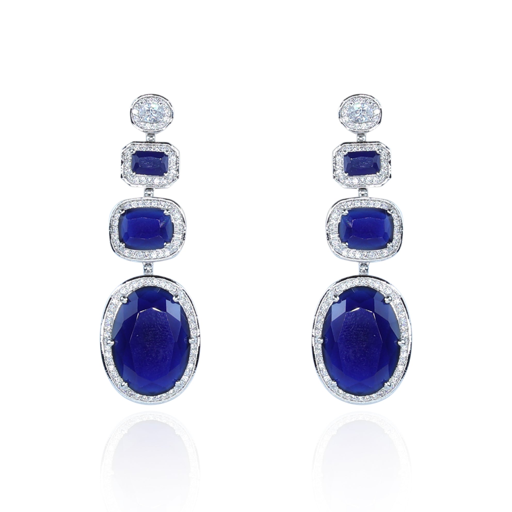 Emerald Cascade Triple Dangle Earrings
