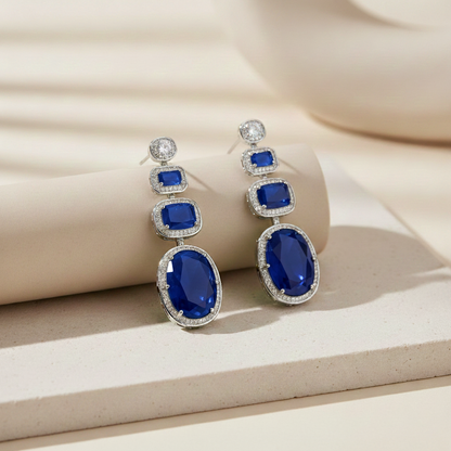 Emerald Cascade Triple Dangle Earrings