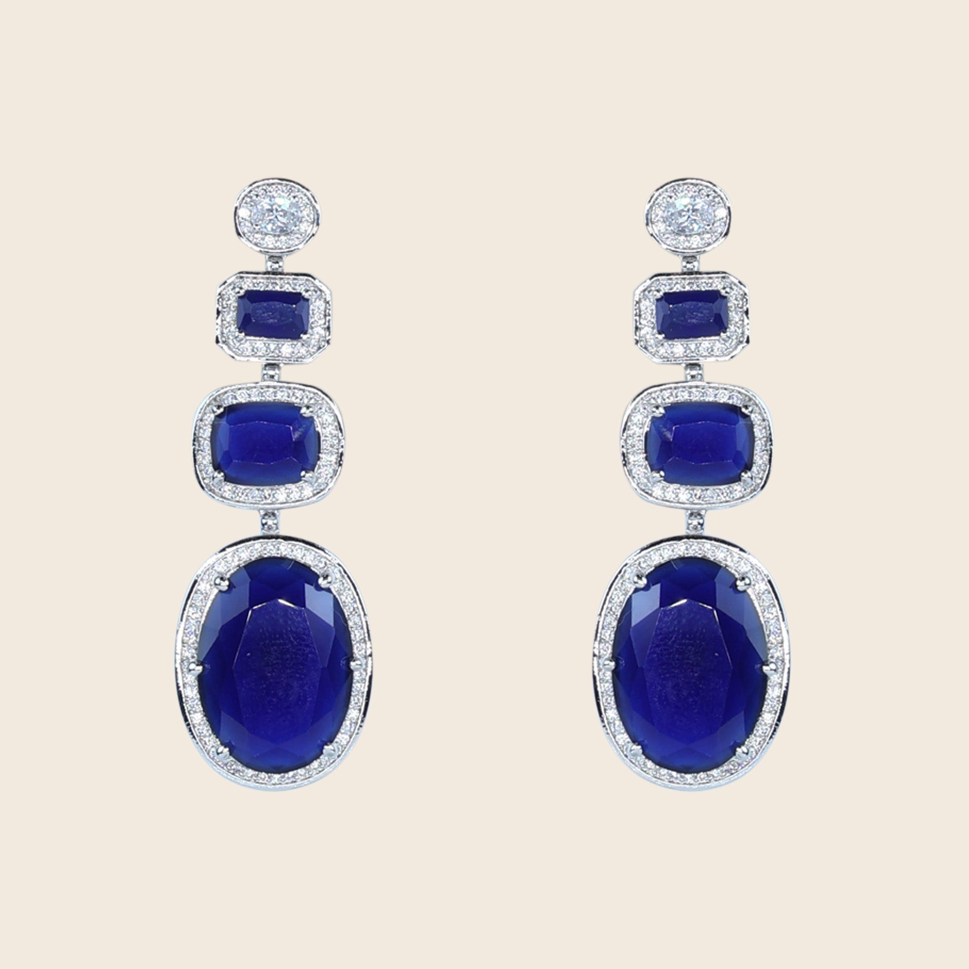 Emerald Cascade Triple Dangle Earrings