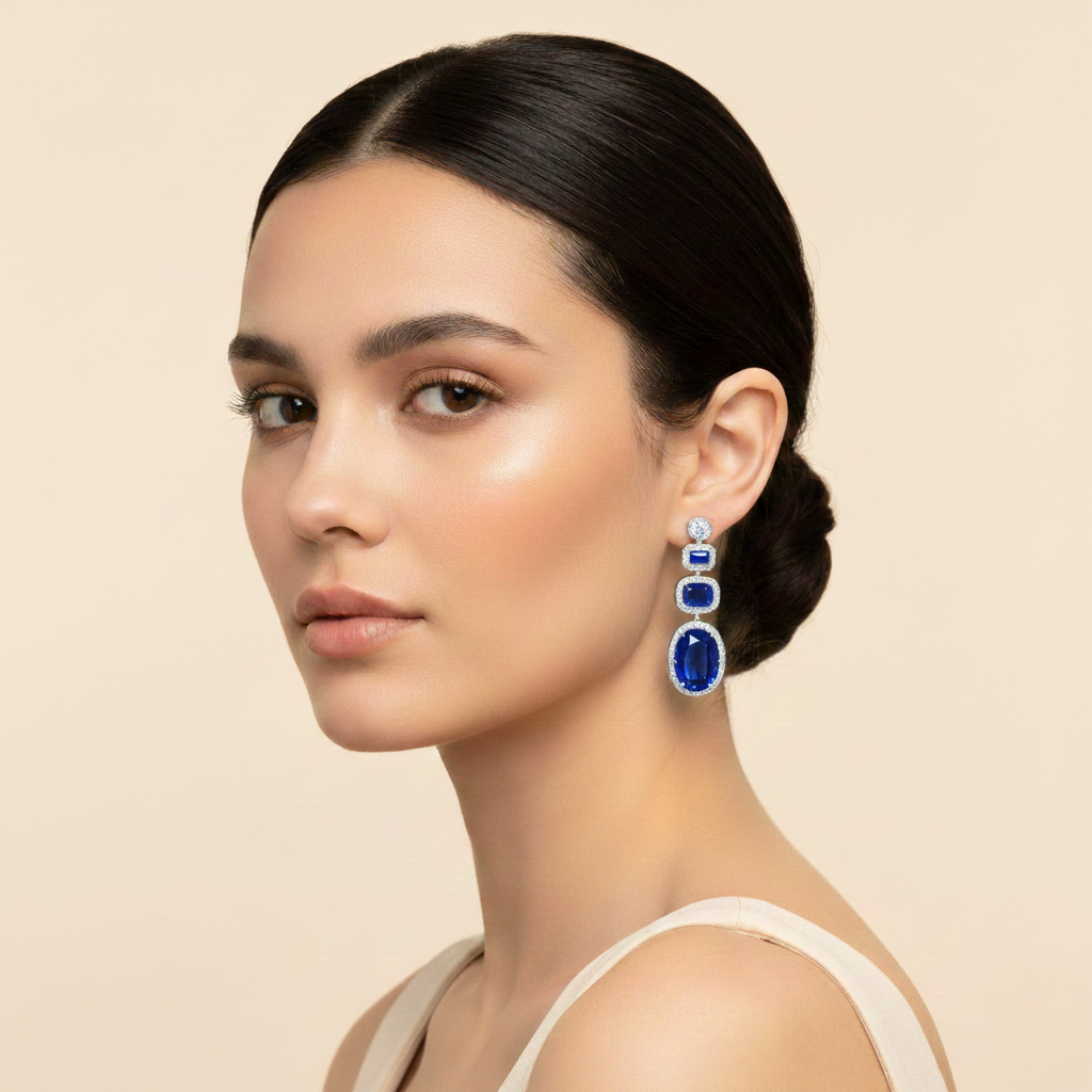 Emerald Cascade Triple Dangle Earrings