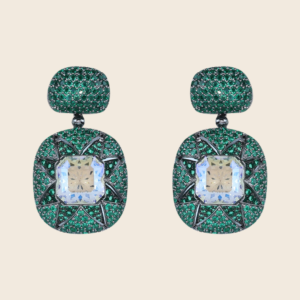 Aanura Emerald Pavé & Crystal Drop Earrings