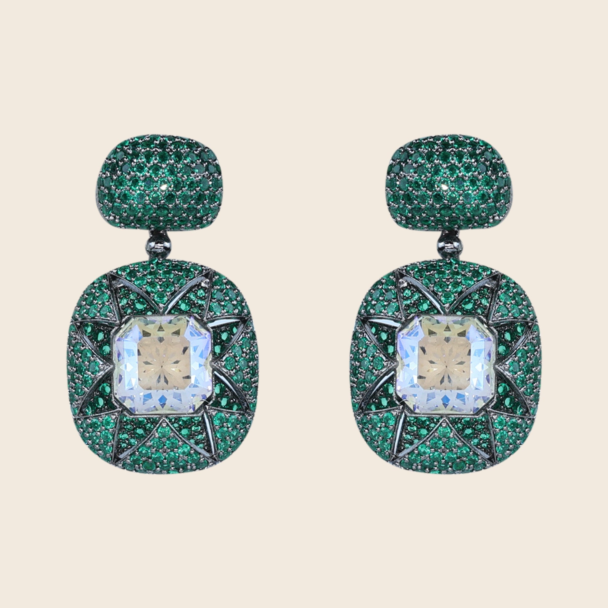 Aanura Emerald Pavé & Crystal Drop Earrings