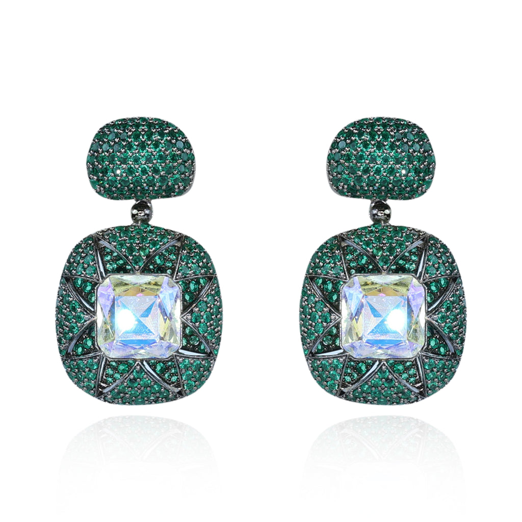 Aanura Emerald Pavé & Crystal Drop Earrings