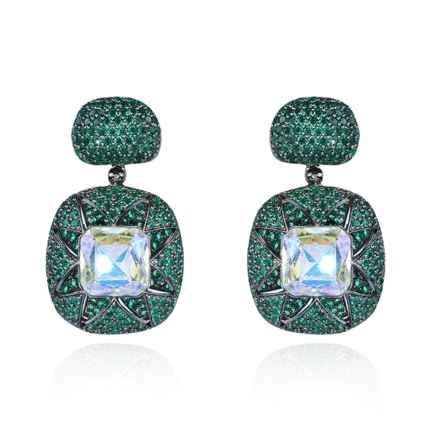 Aanura Emerald Pavé & Crystal Drop Earrings