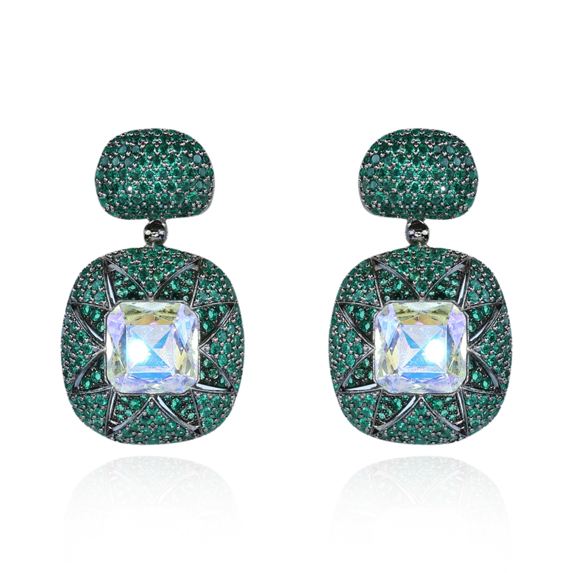 Aanura Emerald Pavé & Crystal Drop Earrings