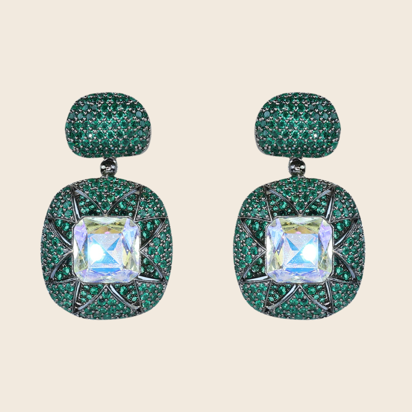 Aanura Emerald Pavé & Crystal Drop Earrings