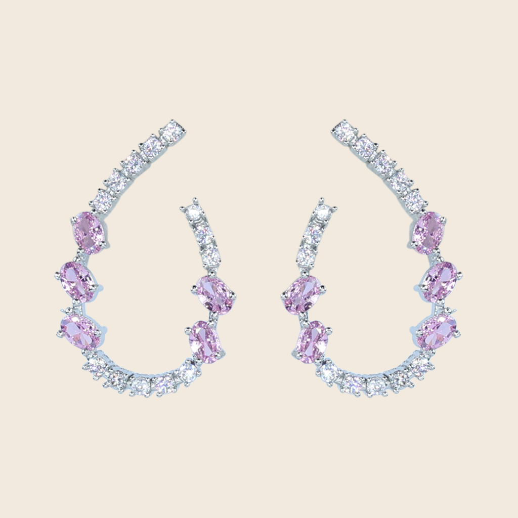 Aanura Pink Crystal Sparkling Hoop Earrings