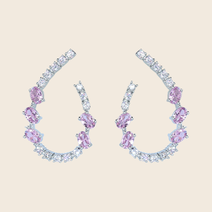 Aanura Pink Crystal Sparkling Hoop Earrings