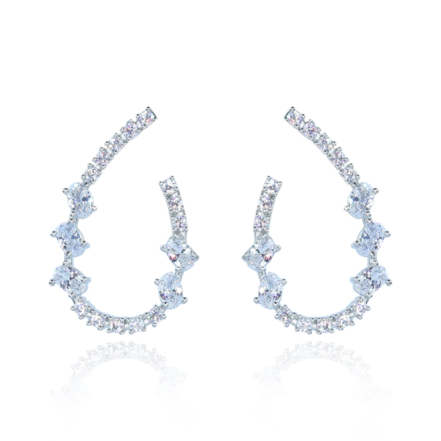 Aanura Pink Crystal Sparkling Hoop Earrings