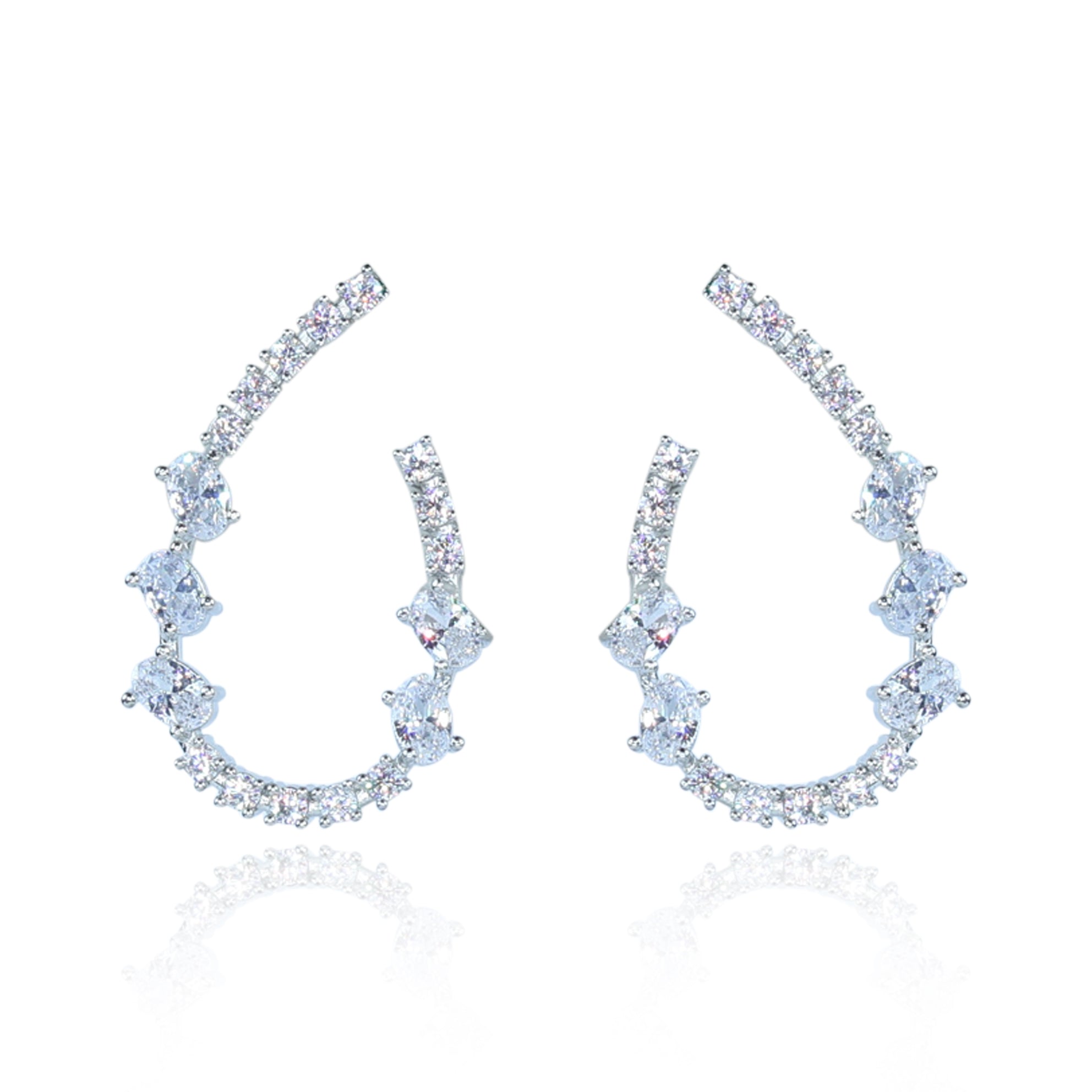 Aanura Pink Crystal Sparkling Hoop Earrings