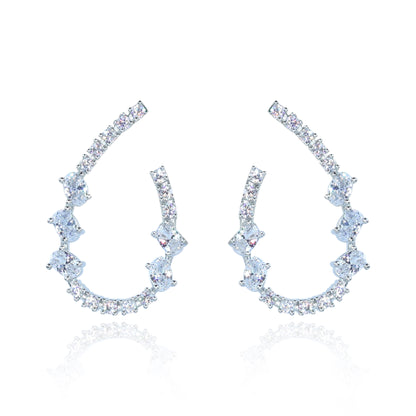 Aanura Pink Crystal Sparkling Hoop Earrings