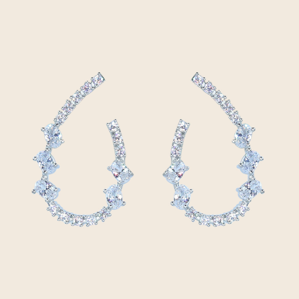 Aanura Pink Crystal Sparkling Hoop Earrings