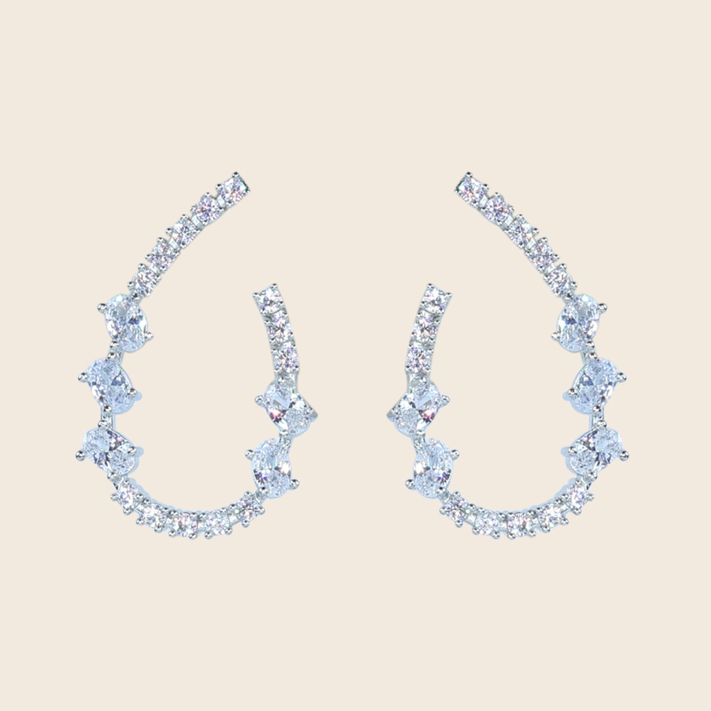 Aanura Pink Crystal Sparkling Hoop Earrings