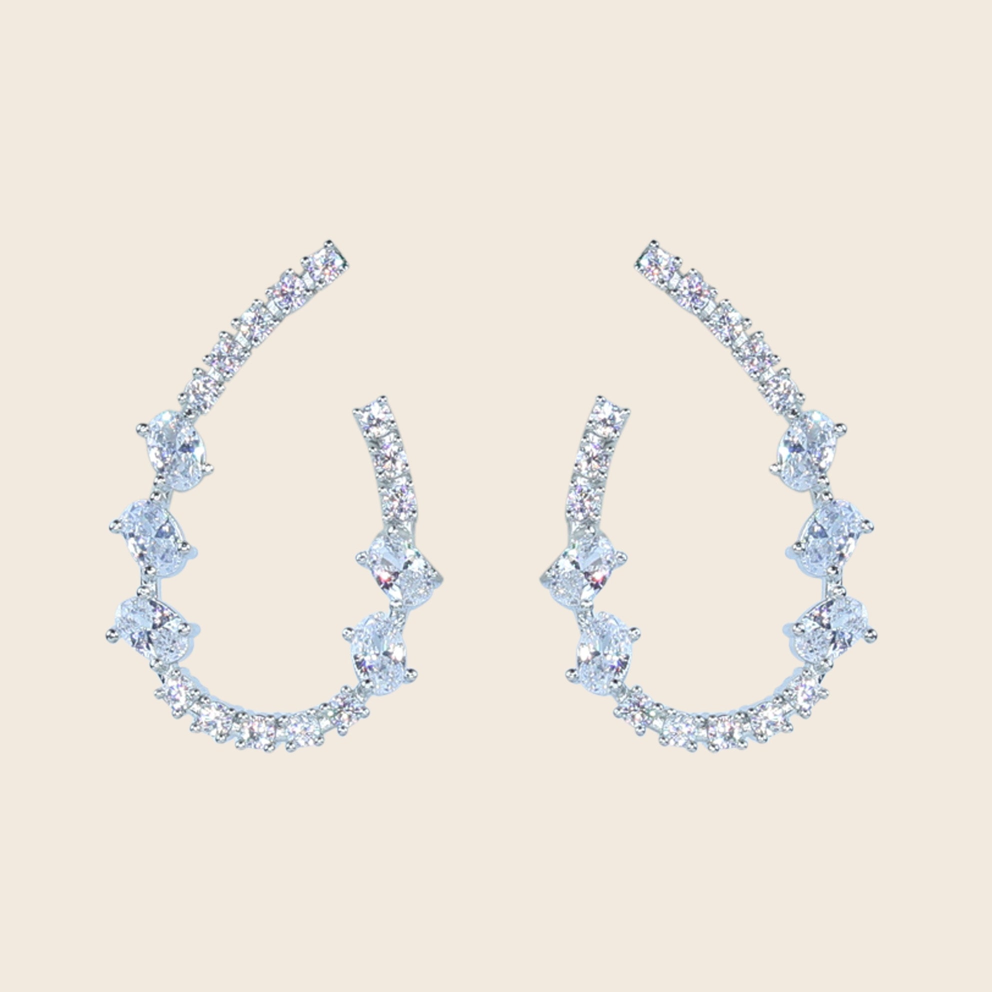 Aanura Pink Crystal Sparkling Hoop Earrings