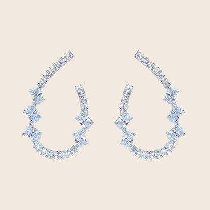 Aanura Pink Crystal Sparkling Hoop Earrings