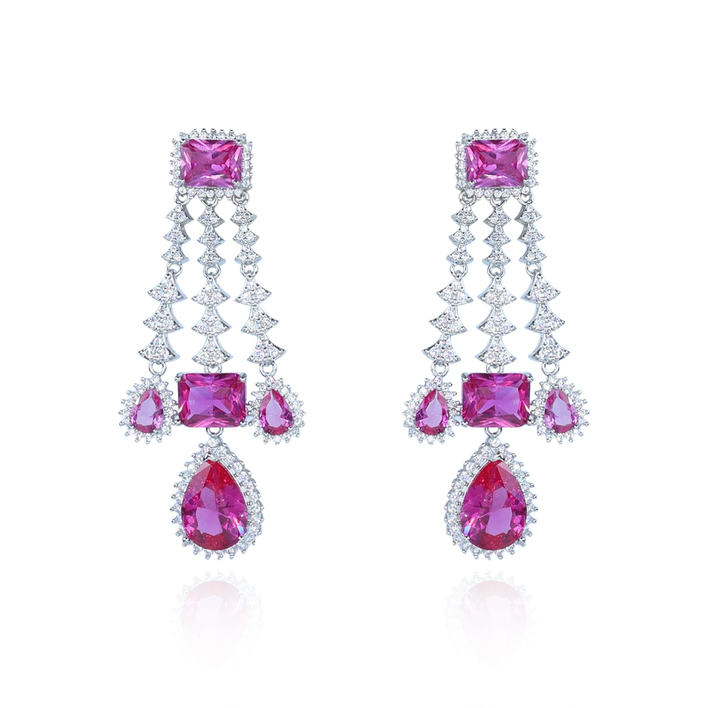 Aanura Pink Sapphire Cascade Drop Earrings