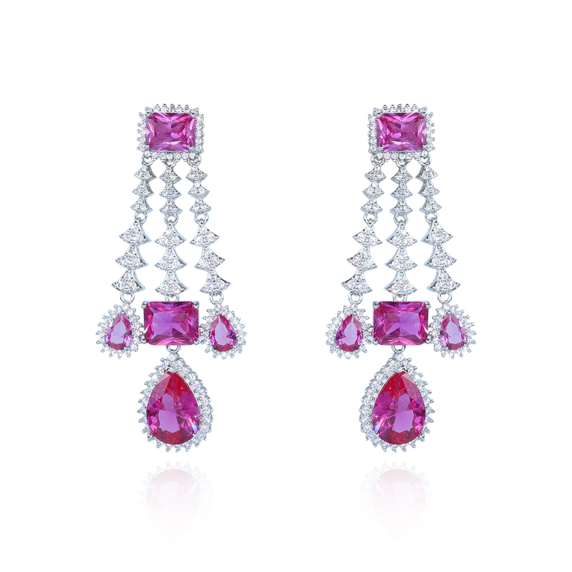 Aanura Pink Sapphire Cascade Drop Earrings