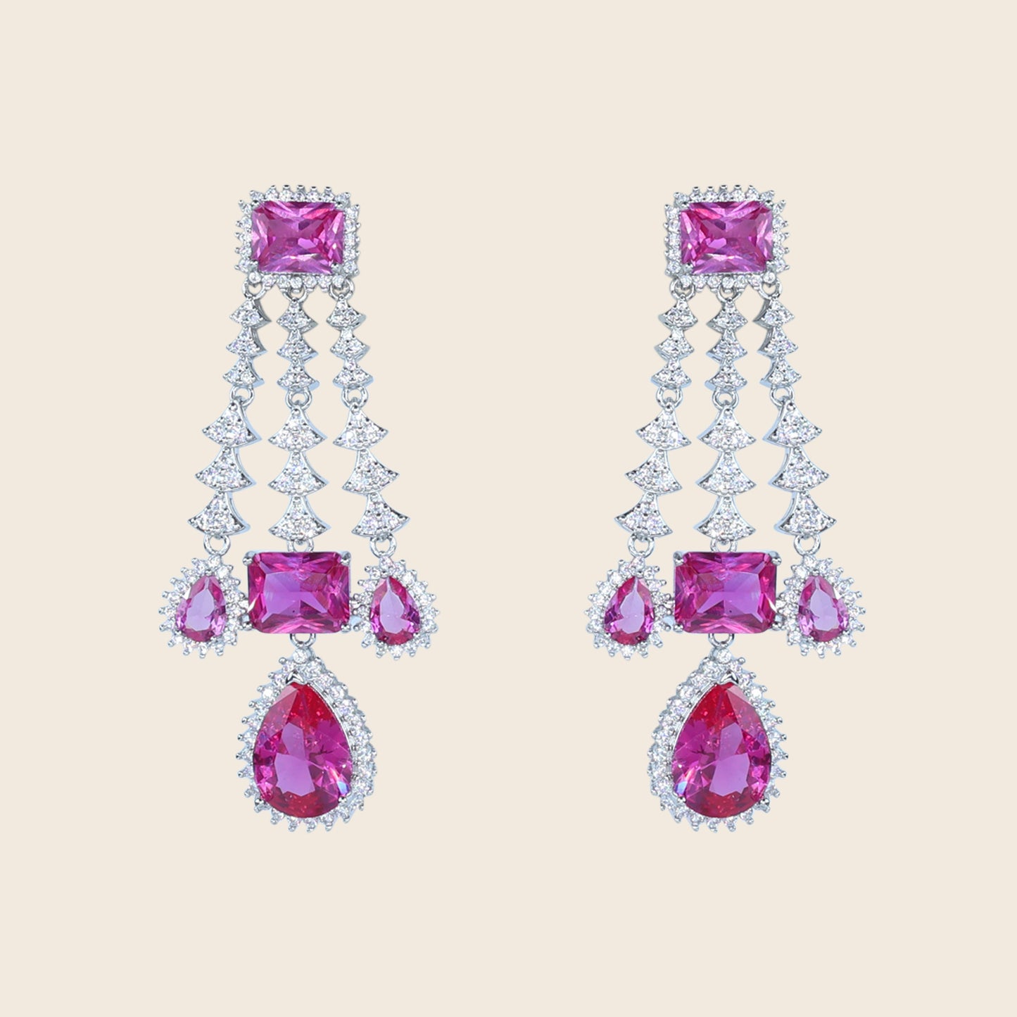 Aanura Pink Sapphire Cascade Drop Earrings