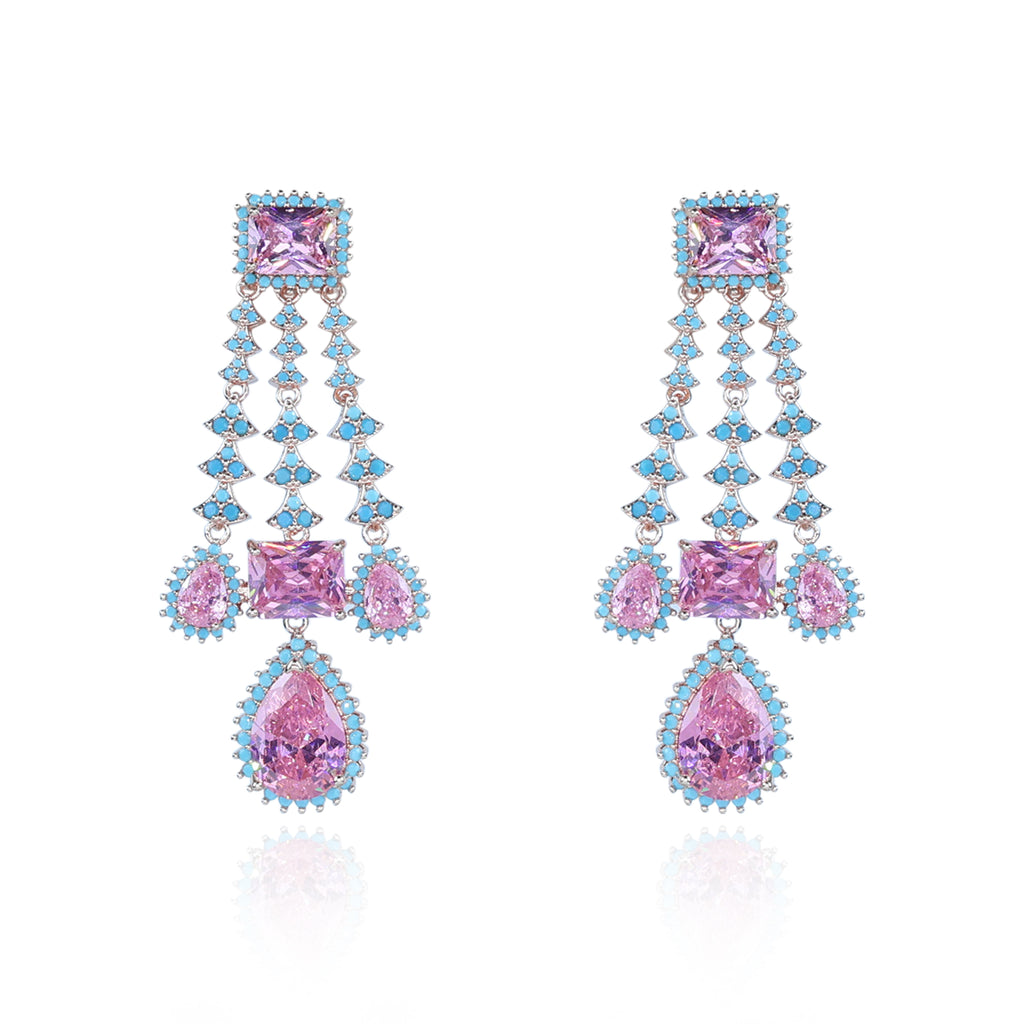 Aanura Pink Sapphire Cascade Drop Earrings