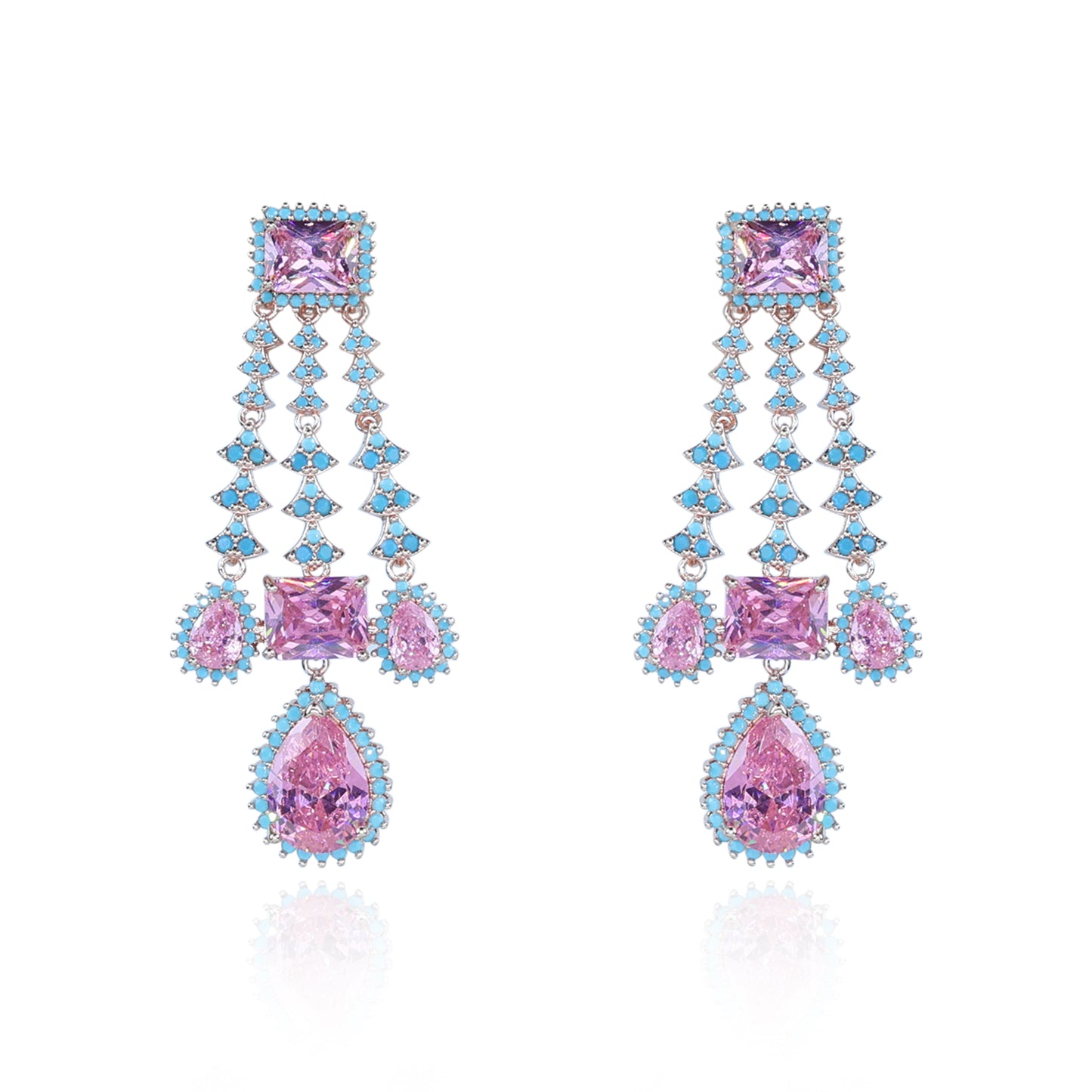 Aanura Pink Sapphire Cascade Drop Earrings