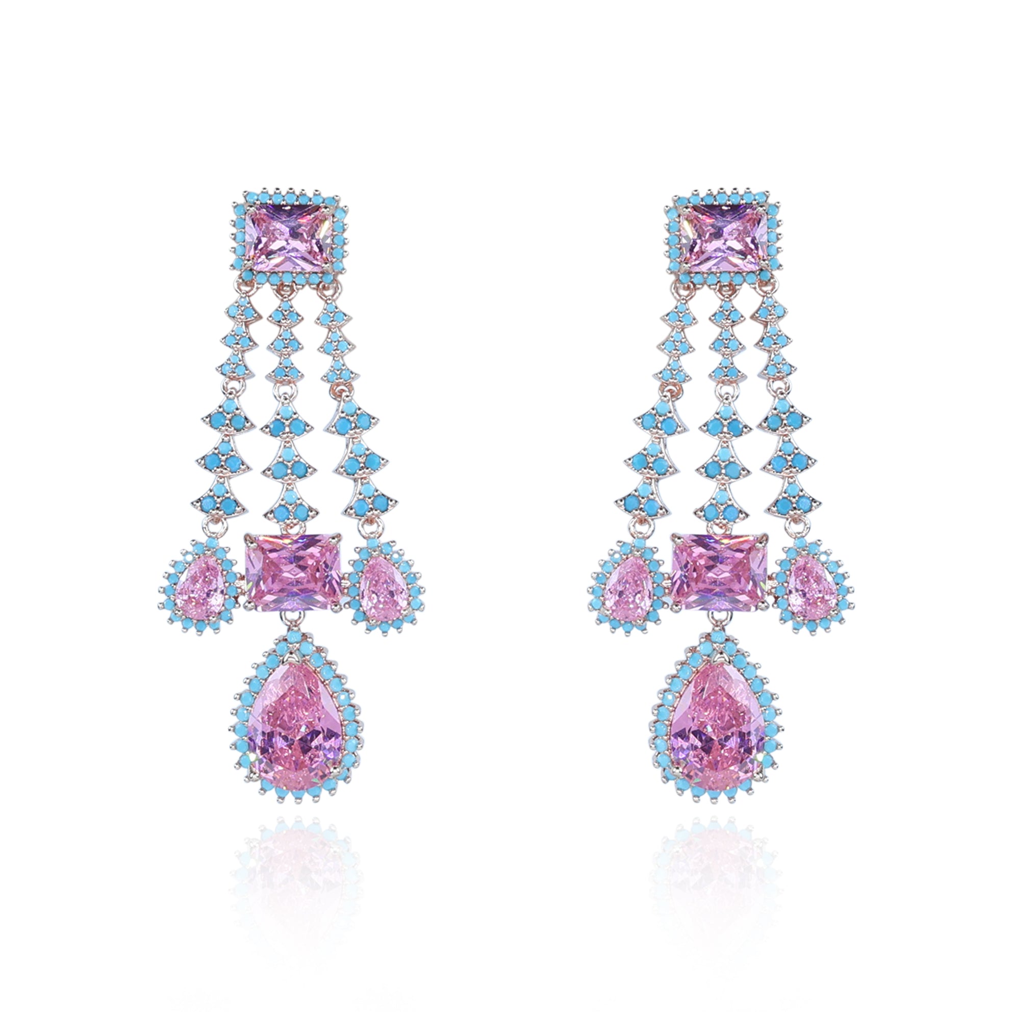 Aanura Pink Sapphire Cascade Drop Earrings