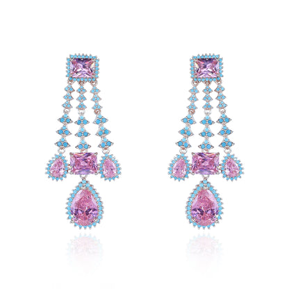 Aanura Pink Sapphire Cascade Drop Earrings