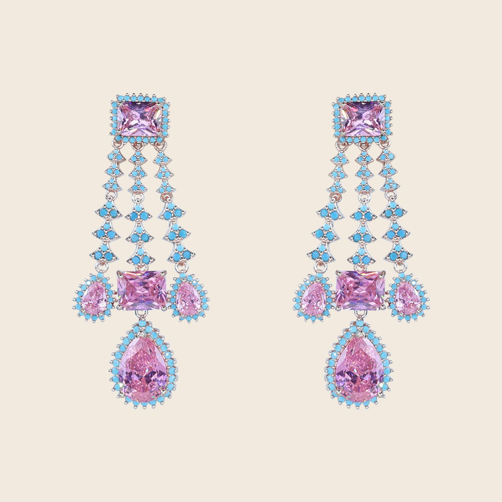 Aanura Pink Sapphire Cascade Drop Earrings