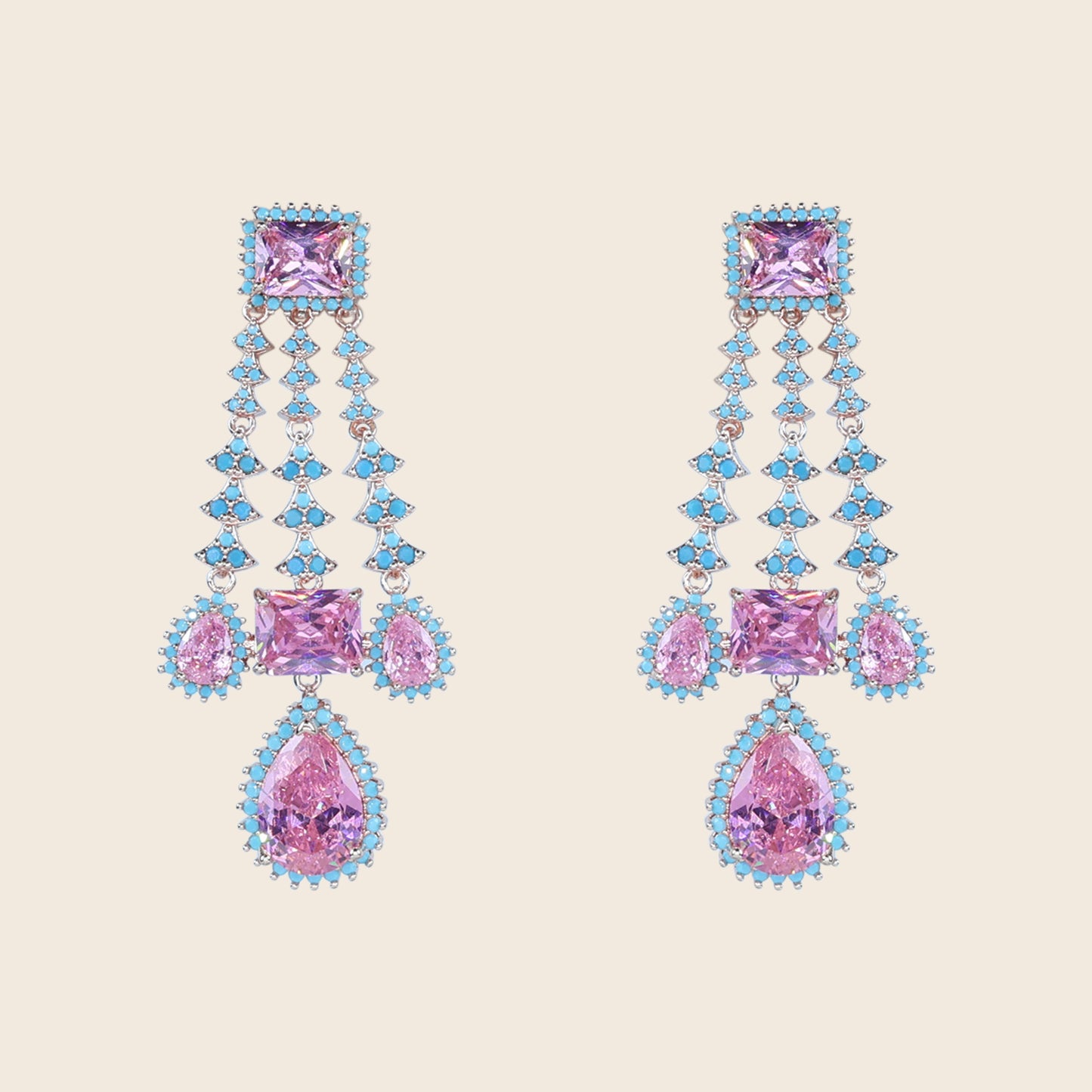 Aanura Pink Sapphire Cascade Drop Earrings