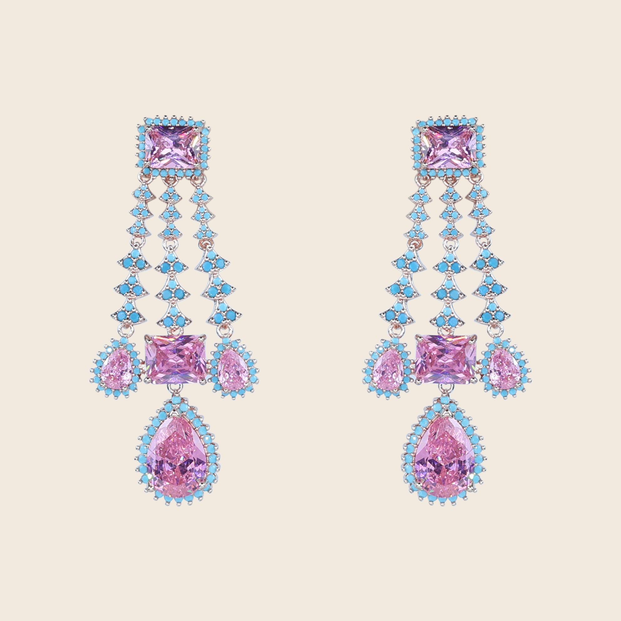 Aanura Pink Sapphire Cascade Drop Earrings