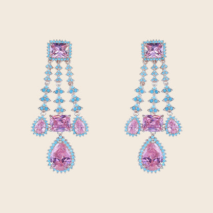 Aanura Pink Sapphire Cascade Drop Earrings