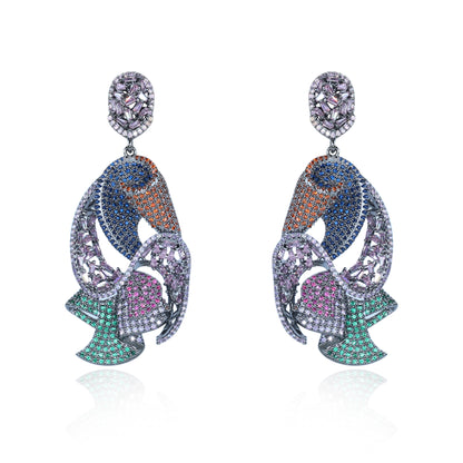 Arinya Multicolor Parrot Dangle Earrings