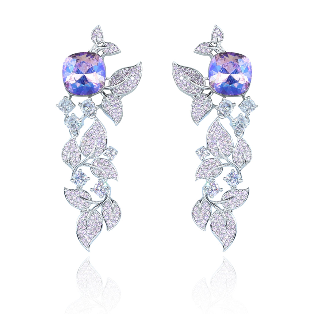 Aanura Blue Sapphire Leaf Cascade Earrings