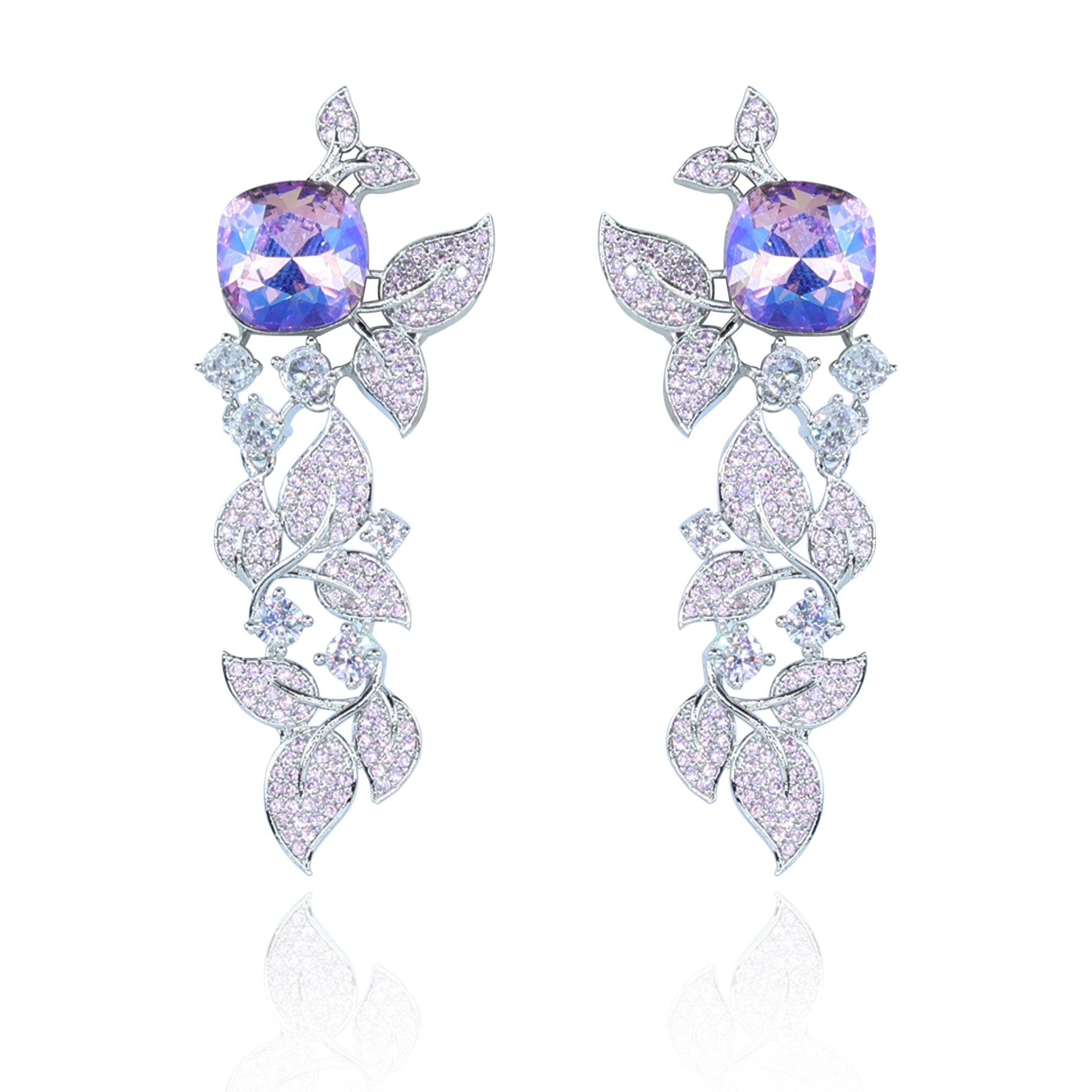 Aanura Blue Sapphire Leaf Cascade Earrings