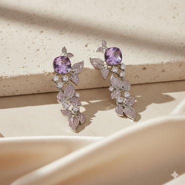 Aanura Blue Sapphire Leaf Cascade Earrings