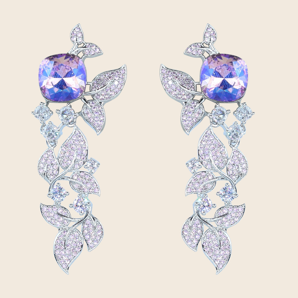 Aanura Blue Sapphire Leaf Cascade Earrings