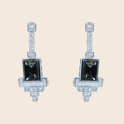 Aanura Black Emerald Art Deco Earrings
