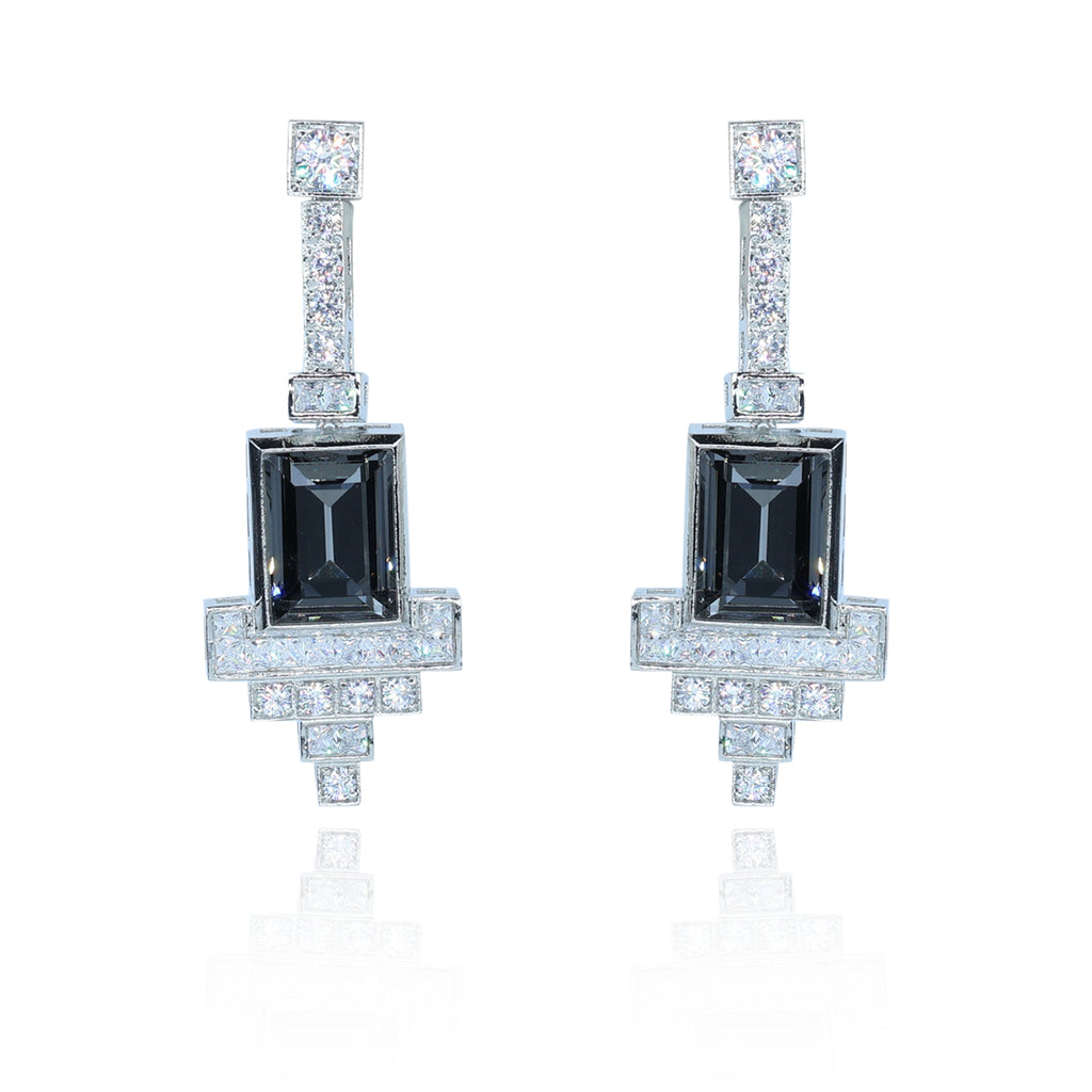 Aanura Black Emerald Art Deco Earrings