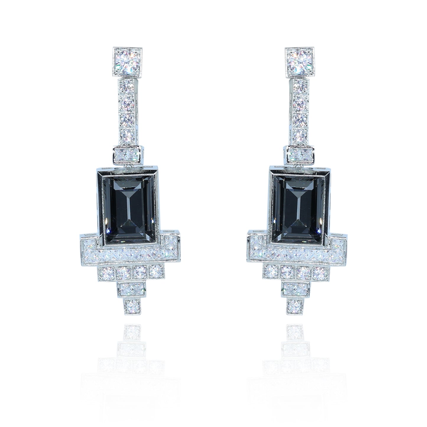 Aanura Black Emerald Art Deco Earrings