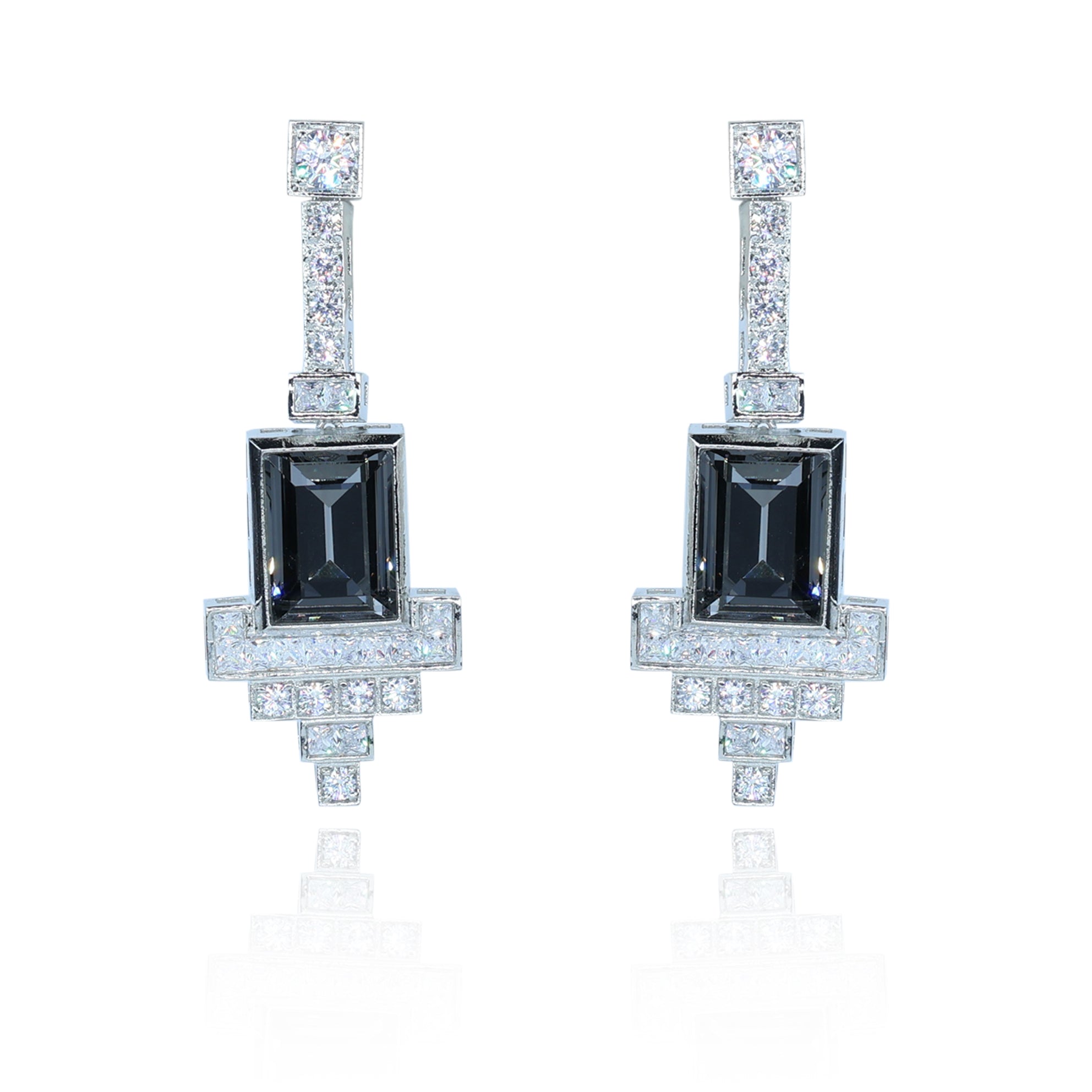 Aanura Black Emerald Art Deco Earrings