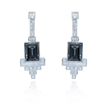 Aanura Black Emerald Art Deco Earrings