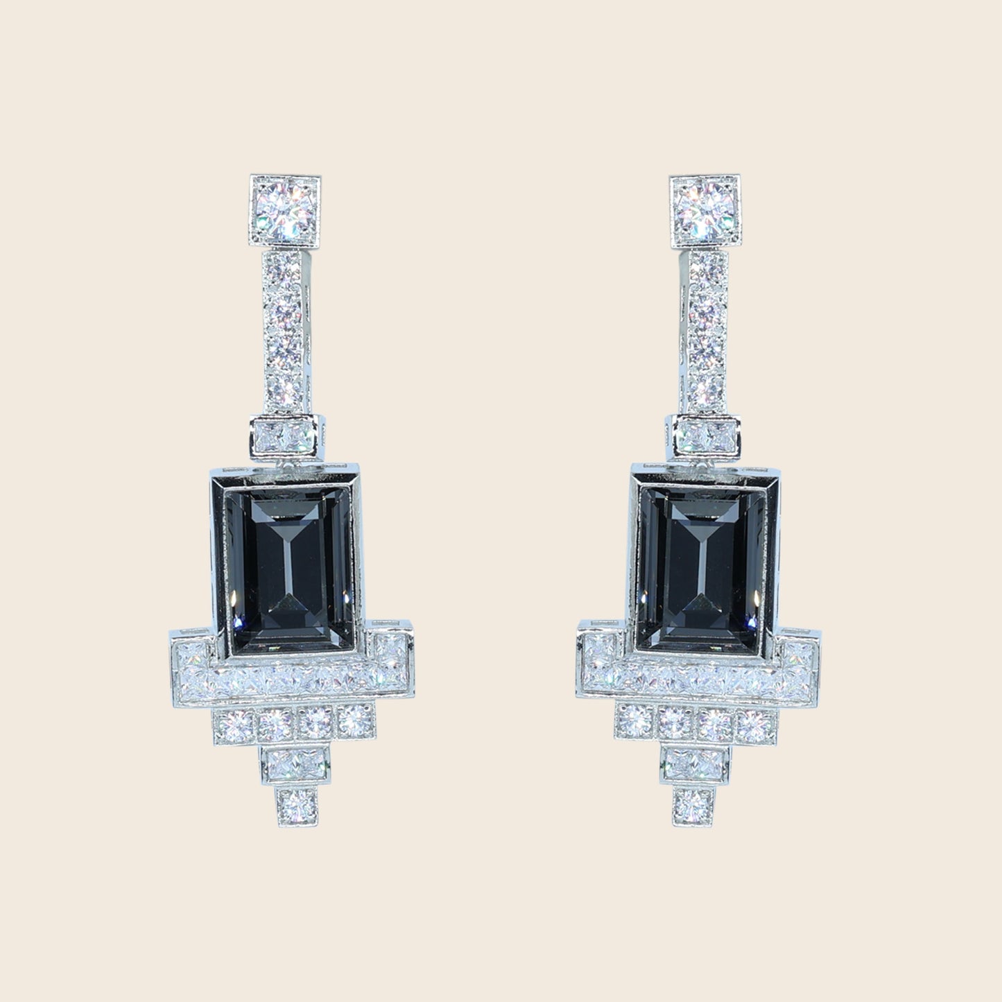 Aanura Black Emerald Art Deco Earrings