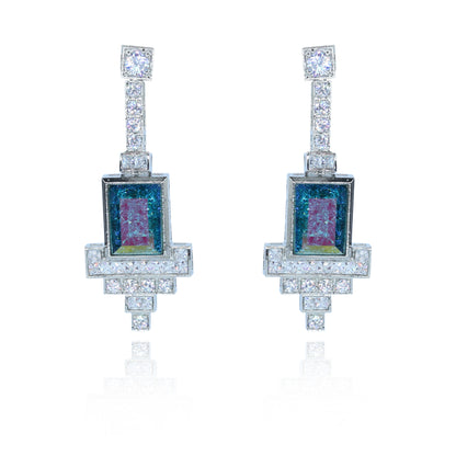 Aanura Black Emerald Art Deco Earrings