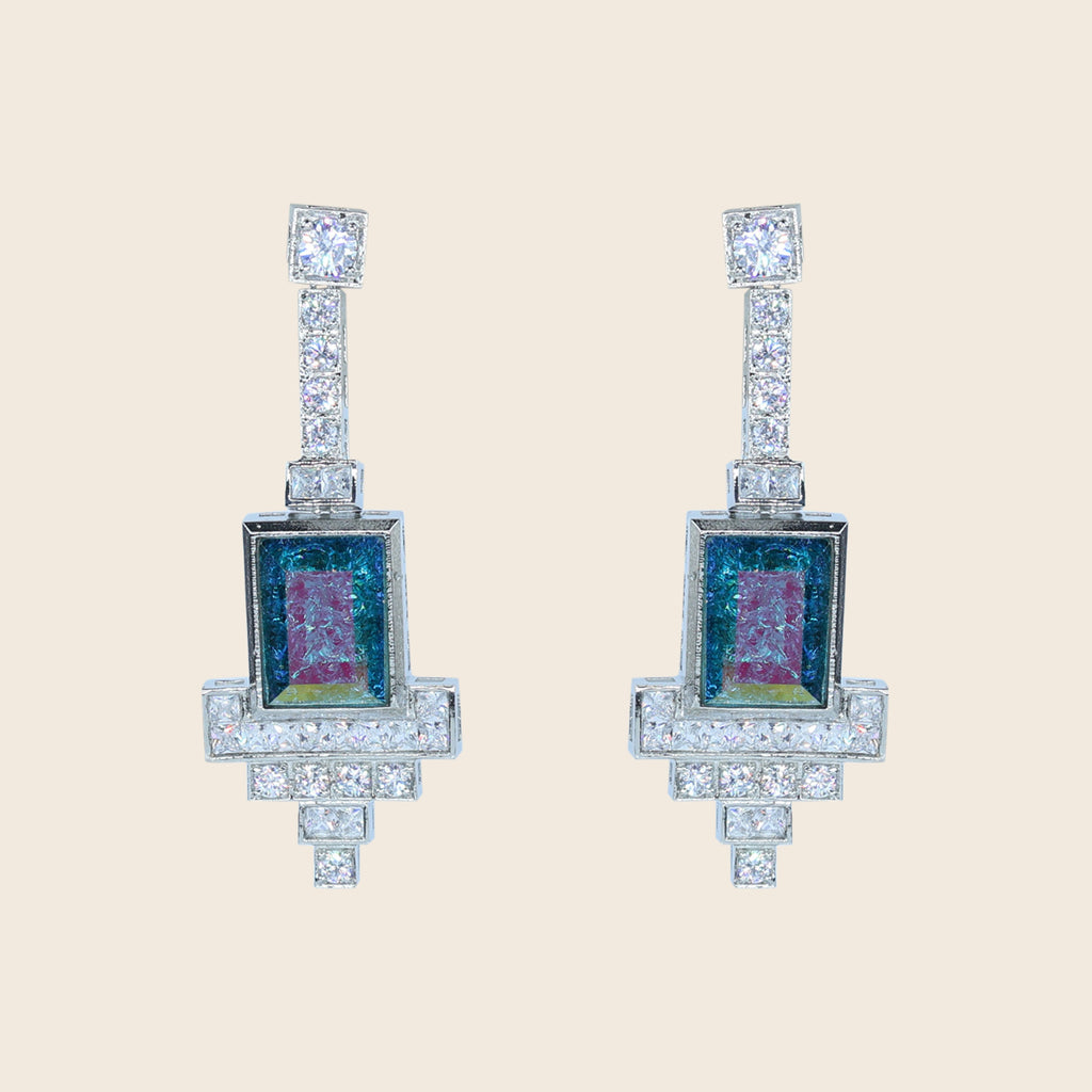Aanura Black Emerald Art Deco Earrings
