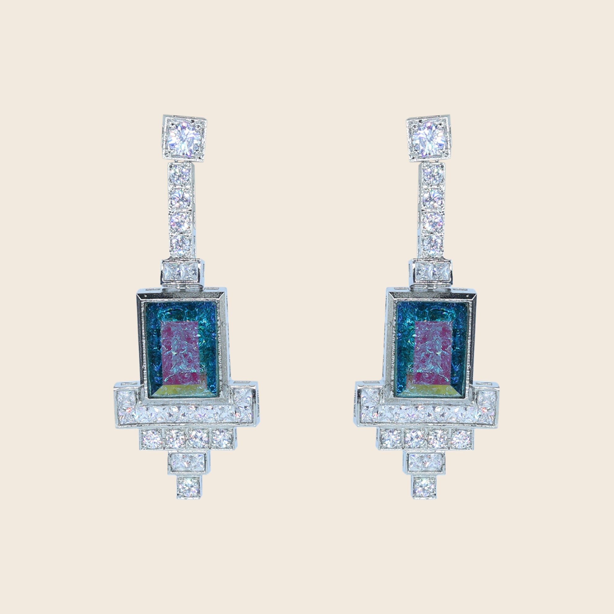 Aanura Black Emerald Art Deco Earrings