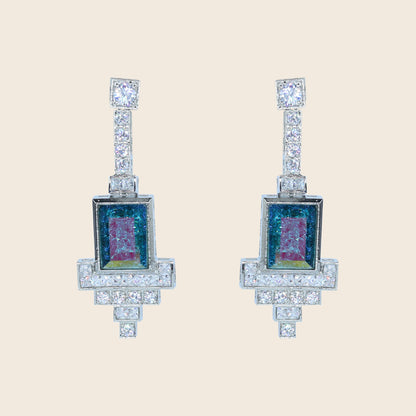Aanura Black Emerald Art Deco Earrings