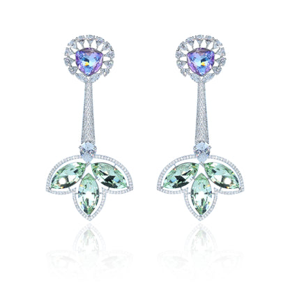 Aanura Iridescent & CZ Floral Dangle Earrings