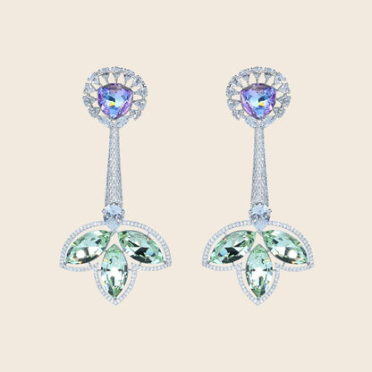 Aanura Iridescent & CZ Floral Dangle Earrings